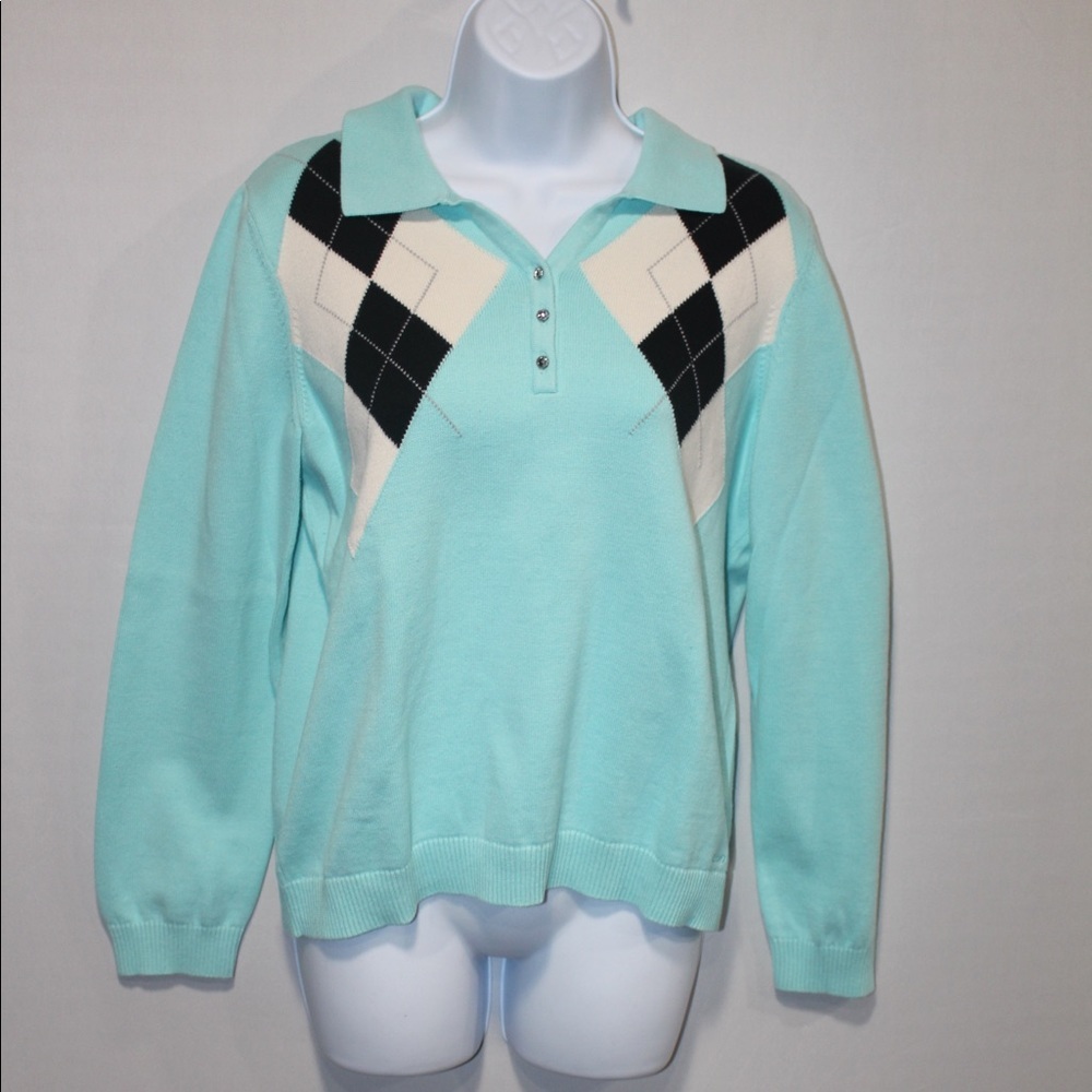 IZod XFG Sweater 1/4 Button Up Size Large